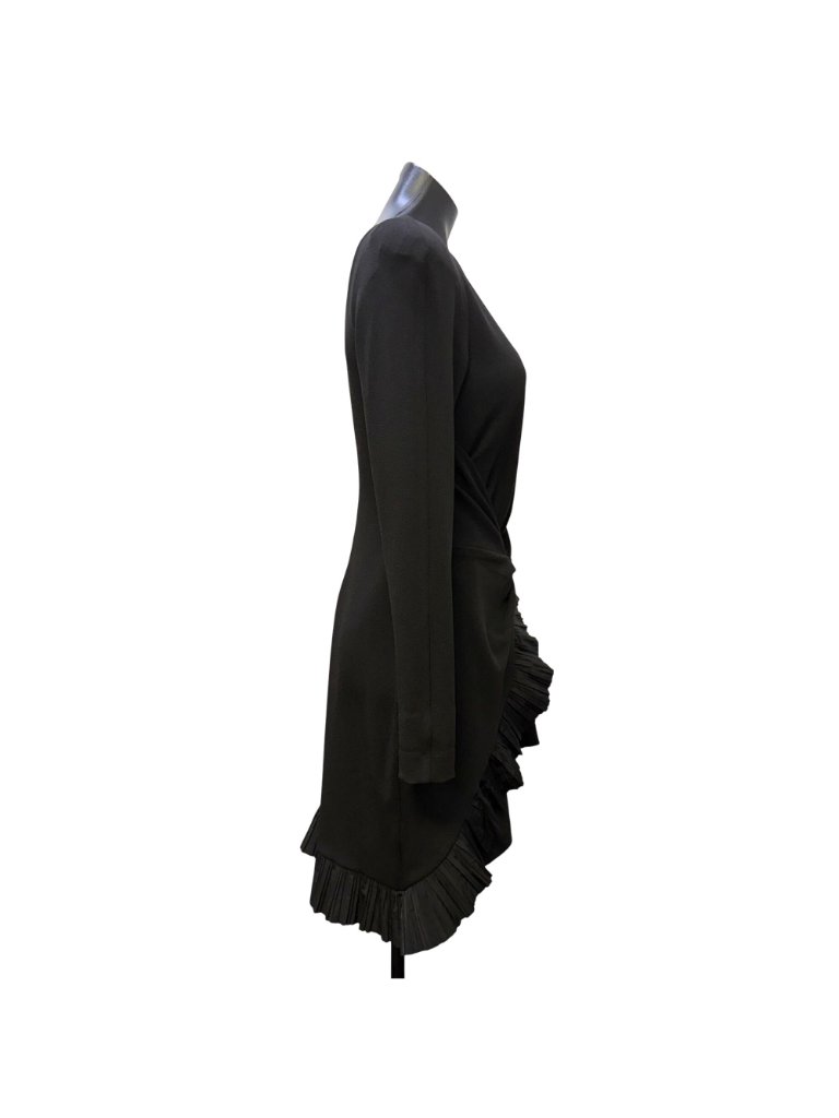 Nwt One33 Social Black Long Sleeve Ruffle Wrap Dress Size 4 — image 3 of 5